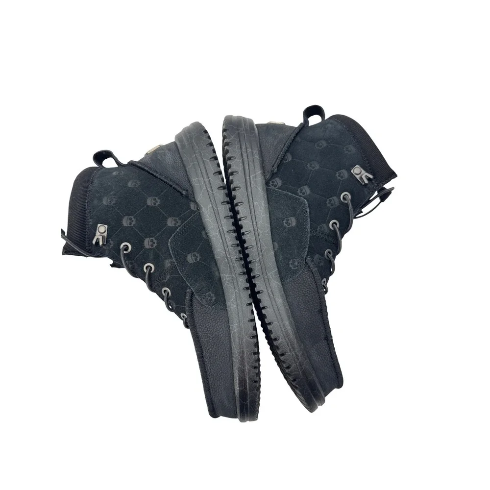 Hey Dude Bradley Suede Boots Jelly Roll Black Oyster Men's Size 9 Skull Print